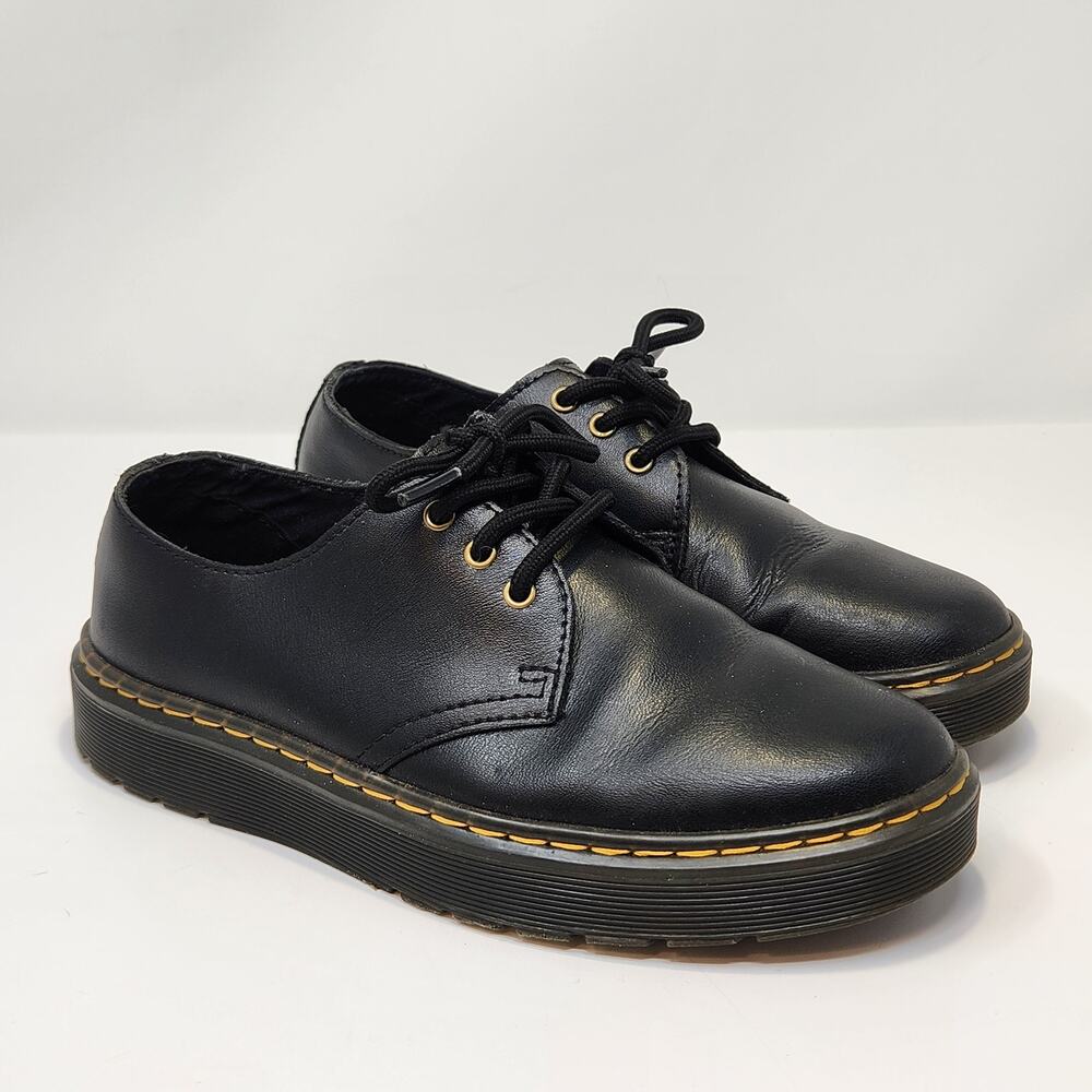 Dr Doc Martens Zavala Low Black Leather Lace Up Oxfords Men Size 5 Women 6
